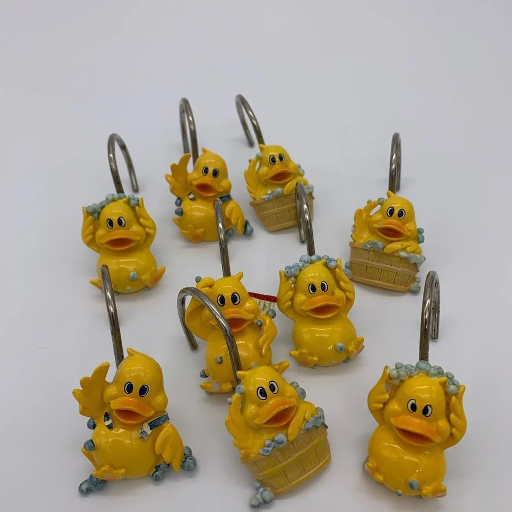Vintage 9 Pcs Yellow Ducklings Shower Curtain Rings